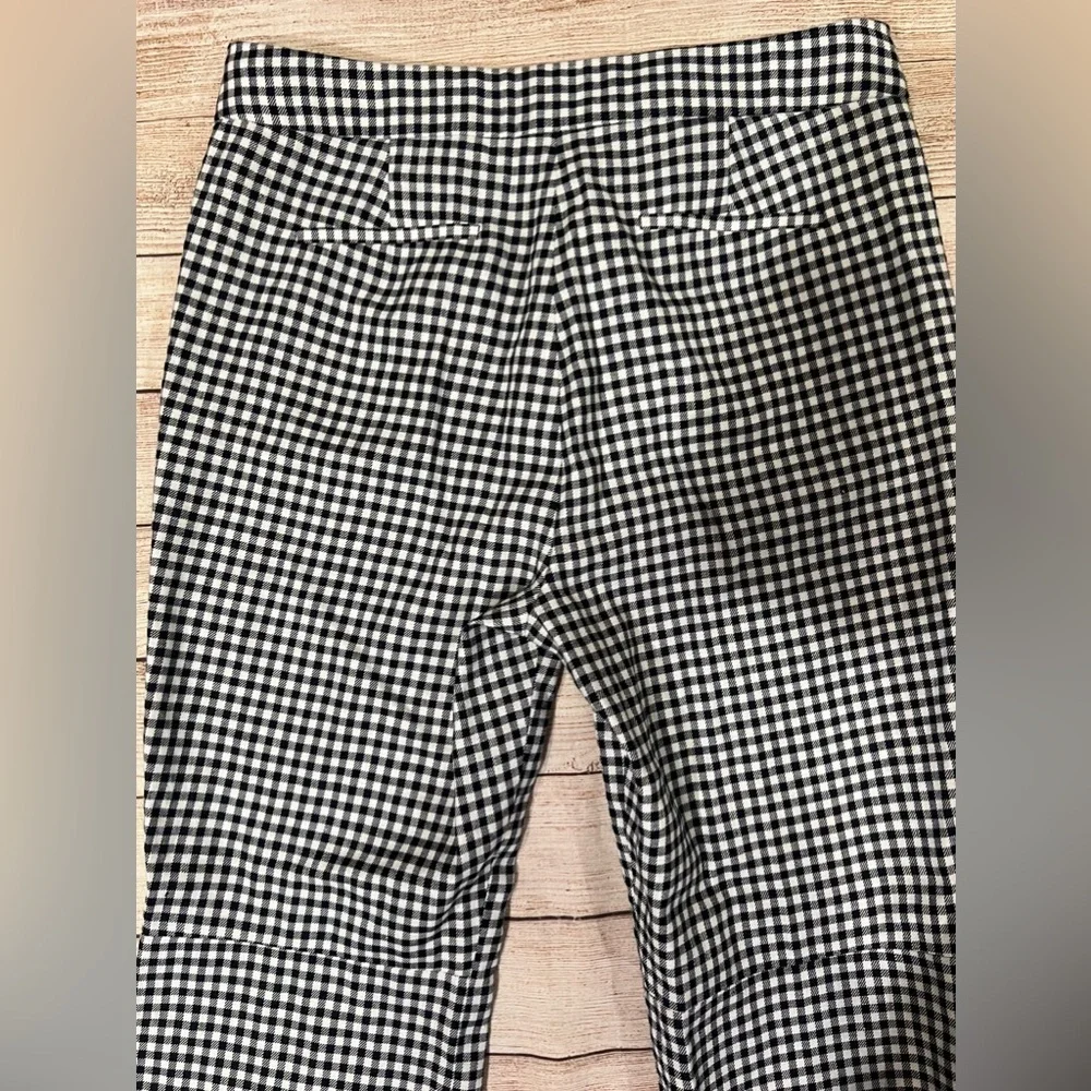 NWT J. Crew Hayden Pants Women Navy Blue White Gingham Plaid Size 12